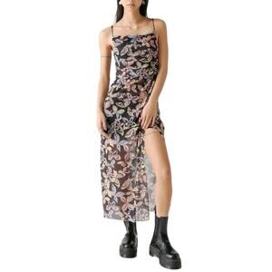 URBAN OUTFITTERS Butterfly Print Wild Seam Midi Slip Dress XS 90's Sheer Slit